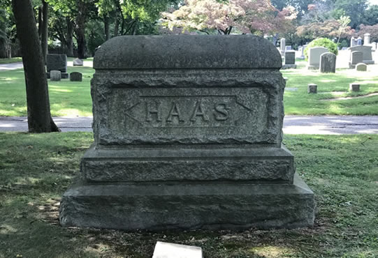 Front of Nelson Haas Gravestone